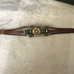 7 1/2” Leather Flower Bracelet